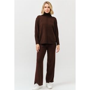 906 • Espresso Turtleneck Long Sleeve Knit Set